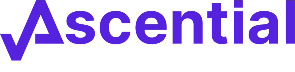 The Ascential Medical & Life Sciences logo features bold purple text with a checkmark integrated into the letter "A" on a transparent background.
